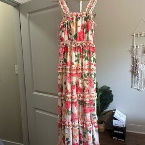 Floral Maxi Dress with Ruffle Straps